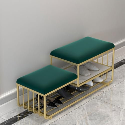 RTYHN 2 Ebenen Schuhbank mit Samt Gepolsterter Sitz und Aufbewahrungsregal Eingangsbank Flur Schuhregal Bank Umkleideräume Sitzbank