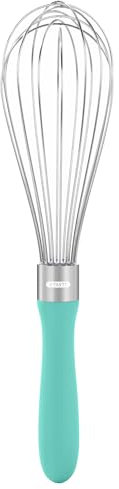 U-Taste Fouet de cuisine de 28cm: Fouet à ballon en acier inoxydable 18/10, moyen batteur à œufs avec 8 fils hautement flexibles et poignée en silicone pour fouetter mélanger crèmes sauces (Aqua Sky)