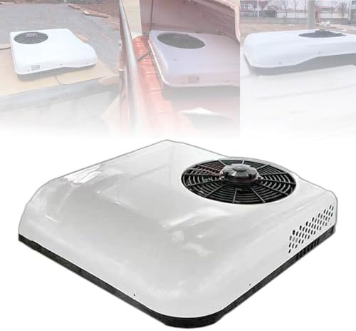 MhWrughts Climatiseur électrique intégré pour Camping-Car, climatiseur de Toit Ultra-Mince, climatiseur de Camping-Car avec Fonction de Refroidissement,White-24V