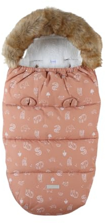 NOUKIE'S - Chancelière déperlante Rose - Coupe-vent - Doublure chaude pour l'hiver - Bébé - Compatible poussette et siège auto - 6 à 36 mois - Motif Jungle - Anti-dérapant - 80x50 cm