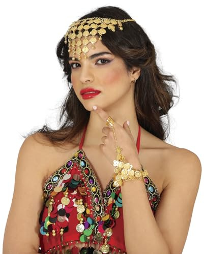 FIESTAS GUIRCA | Armband mit Goldmünzen - Schmuck für Prinzessin, Zigeunerin und Wahrsagerin Kostüme - Ideales Zubehör für Partys, Karneval und Halloween - Damen - Gold