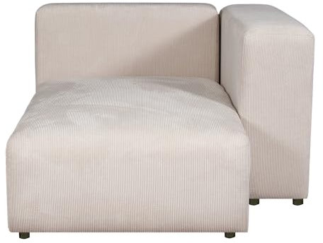 [en.casa] Sofa-Modul Suldal Longchair mit Armlehne rechts Recamiere Sofa-Element Modulares Sofa gepolstert 153 x 109 x 68 cm Cord Couch-Element Beige