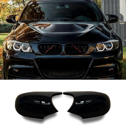 Jinpengyong Spiegelkappen, 1 Paar Auto Rückspiegel Kappe Tür Abdeckung für BMW E81 E82 E87 E88 LCI E90 E91 2009-2011 E92 E93 2010-2013 Glänzend Schwarz (For 1er E81 E87&3er E90 E91 E92 E93 LCI)