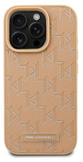 CG MOBILE Karl Lagerfeld KLHMP16LPKHPORPE Hülle für iPhone 16 Pro 6.3 beige Leather Monogram Metal Logo