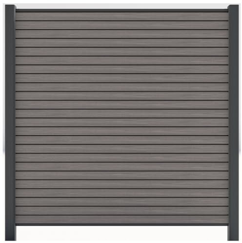 HORI® Sichtschutz Rhombus-Style Komplettset | WPC Zaun | Robuster Windschutz | Modernes Lamellenzaun Design | Ideal für Garten&Terrasse | Einfach zu Montieren | 1,91 m I zum Aufschrauben I Graubeige