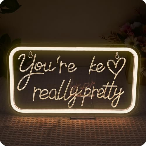 Wanxing You're really pretty Neon Schild,Led Schild Verwendet für Wanddekoration,Neon Sign Schöne Zimmerdekorationen,Leuchtreklamefür Teenager-Mädchen,für Schlafzimmer, Salons, Hochzeitsfeiern