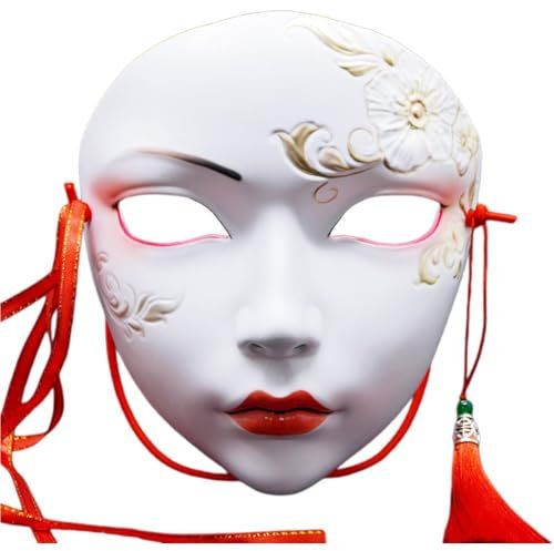 Muteitt Masque Japonais Kabuki Kitsune pour Femmes Hommes, Masque De Mascarade d'halloween, Masques De Cosplay De Style Chinois, Masque Japonais, Décoration De Cosplay