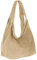 Caspar Große Damen Veloursleder Schultertasche Samtweiche Beuteltasche aus Leder - PREMIUM LINE - Modell No.618 - Made in Italy, Farbe:sand