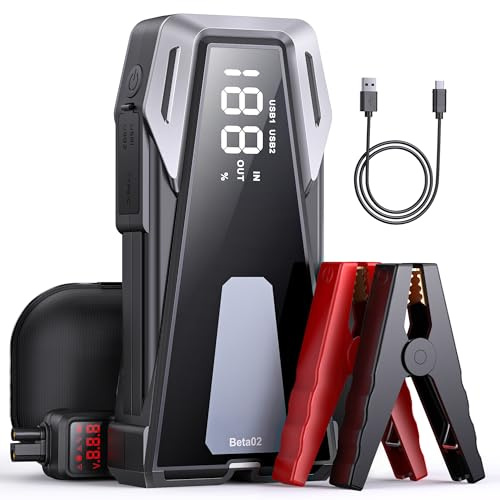 Batteria per auto, 4000 A (8,5 L Gas/8,0 L Diesel), ponte di avviamento portatile per auto con cavi avanzati intelligenti, ricarica rapida, ampio display, luci