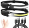 Aigostar Linterna Frontal LED Recargable,Linterna de Cabeza LED con Sensor de Movimiento,6 Modos de Luz,230 ° Ángulo Ancho,USB C,0.14lb Ligera para Correr,Camping,Ciclismo,Pescar,2 Piezas