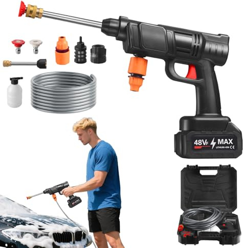 Rrlihjgu Idropulitrice Portatile, Idropulitrice Senza Filo Ricaricabile Portatile, Macchina Pulitrice Con Tubo Per Lavaggio Auto Pavimenti Recinzioni Casa