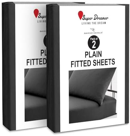 GC GAVENO CAVAILIA 2 Pack Fitted Sheet King Size - Deep Pocket 25cm - Microfiber Bed Sheet (152x203 cm) - Wrinkle & Fade Resistant - Elastic Corners - Breathable & Easycare Bottom Sheet - Black