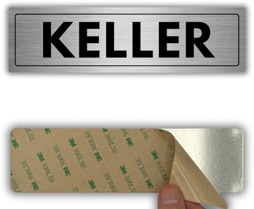 LEIASA | Türschild Keller - 5x18 cm - Aluminium - Zugang Zum Kellerabteil | Hinweisschild Kellerraum, Aufkleber Kellertür, Warnschild Kellergeschoss, Plakette Keller Abstellkammer Vorratsraum