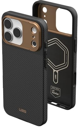 URBAN ARMOR GEAR FIBR ARMR Hülle für iPhone 17 Pro Max | Passgenau | 4,6 m Fallschutz | Echte DuPont-Kevlar-Faser | Magnetmodul | Alle Ports erreichbar | Bronze-Akzente