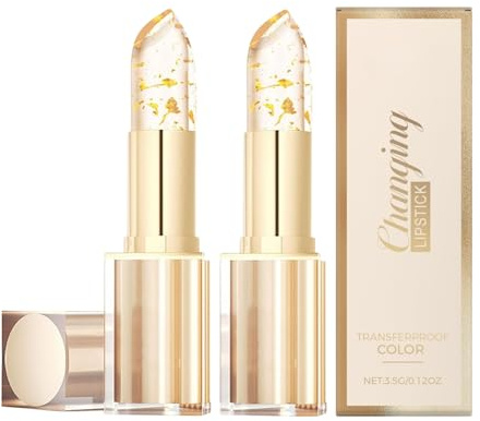 True Tone PH Wert Lippenstift Durchsichtig - 2 Stück Farbwechselnder Lippenstift 24 Stunden Halt - Lippenpflege mit Farbe - Glitzer Lipstick Temperature Farbwechsel - Lippenmaske Tinted Lip Balm