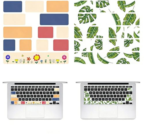 THXFUNAREA Pegatinas Teclado para Mac Air, 2 Paquetes con Motivos Naturales, Autocolantes Decorativos para Renovar su Portátil, Fondo Mate Antirreflejos, Letras Nítidas y Duraderas