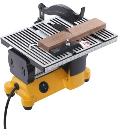 Steeviuzj 4 Mini Table Saw Cutting Machine, 4500rpm Portable Bench Top Saw with 12mm Arbor Diameter, DIY Wood Glass Metal Cutter with Protective Cover Scale, Miter Guide, 3 Blade