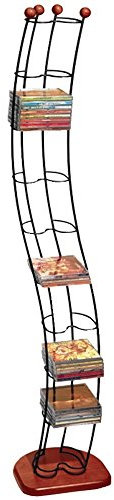 Atlantic Wave Wire CD Tower - Porta 110 CD in acciaio e legno di ciliegio nero, PN1316