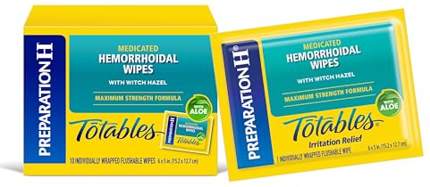 Preparation H Totables Hemorrhoid Flushable Wipes with Witch Hazel for Skin Irritation Relief - 10 Count