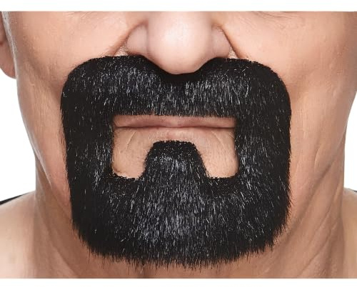 Mustaches Selbstklebender Inmate Falscher Bart, Neuheit, Falsche Gesichtsbehaarung, Kostümzubehör für Erwachsene, Schwarz Glänzend Farbe