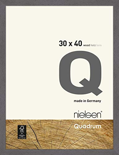 nielsen Bilderrahmen, 30 x 40 cm, Holz, Dunkelgrau, Fotorahmen zum Aufhängen im Hoch- & Querformat, Echtglas, Quadrum