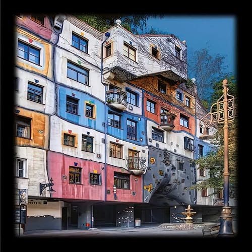 Kunstdruck/Poster: Friedensreich Hundertwasser hundertwasser-Haus Wien - hochwertiger Druck, Bild, Kunstposter, 48x48 cm