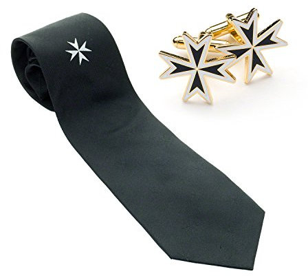 Krawatte und Manschettenknöpfe, Ritter Malta, Seide