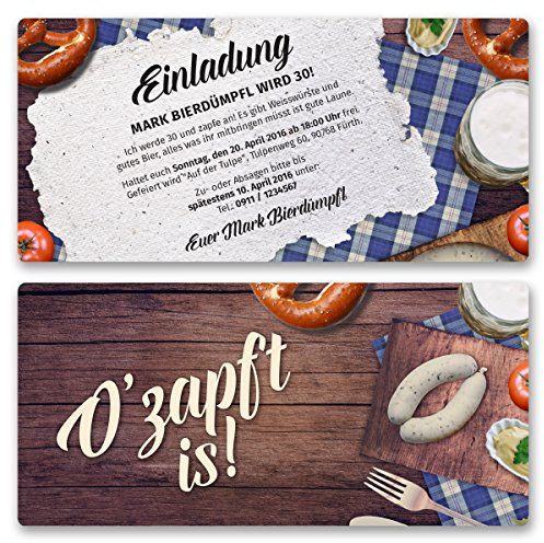 (80 x) Einladungskarten Geburtstag Oktoberfest Hüttengaudi Wiesn Einladungen