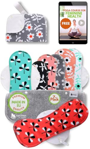 Öko Stoffbinden waschbar aus Bio Baumwolle für jeden Periodenfluss (Größe S+M+L+XL, 7er-Pack); lange & kleine mehrweg Binden Damen, Mädchen MADE IN EU; waschbar bei hoher T°; für bequeme Periodentage