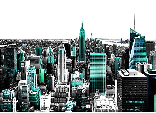 Runa Art Papier peint intissé 396 x 280 cm New York | Toison Décoration Murale Salon Chambre á Coucherr | Fabrication Allemande | turquoise Noir 9202012b