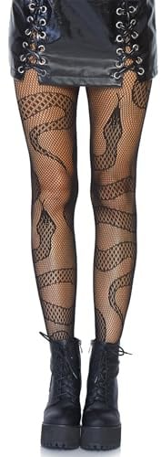 Leg Avenue womens Dark Alternative Animal Fishnet Tights Hosiery, Snake, One Size US