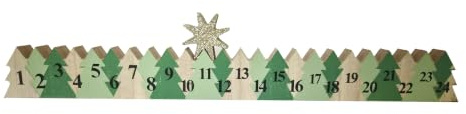 Holz Adventskalender Tagesanzeiger Winterwald mit goldenem Stern L: 40 cm - Dekoration Advent, Adventsdeko, Weihnachten Deko