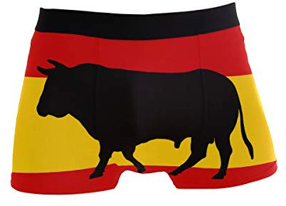 ZZKKO Herren-Boxershorts, Motiv: Totenkopf-Llama, atmungsaktiv, Stretch, mit Tasche, Größe S-XXL, Spanische Flagge, Medium