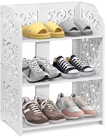 SOULONG Geschnitzter Schuhschrank, freistehender Schuhschrank, stapelbares Regal für Eingangsbereich, Wohnzimmer, 40 x 23 x 51 cm