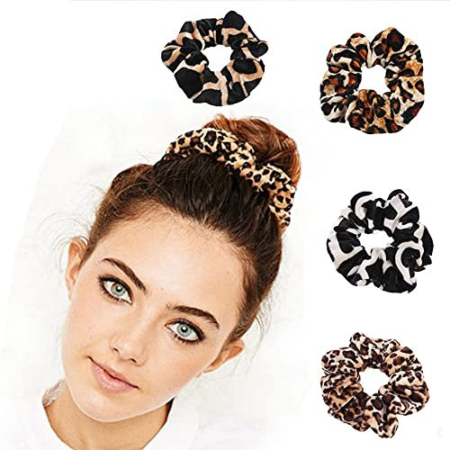 Vektenxi 2 stücke Frauen Mädchen Leopard Samt Haar Scrunchie Elastisches Haarband Pferdeschwanz Halter Haargummi Haarschmuck Langlebig und Praktisch