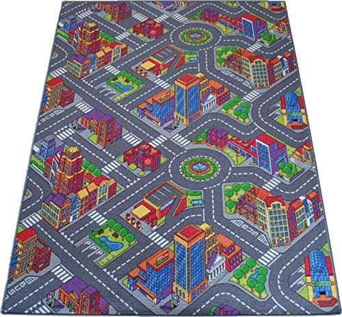 Straßenteppich Spielteppich Citylight Big City Stadt Kinderteppich Verschiedene Größen (300 x 400 cm)