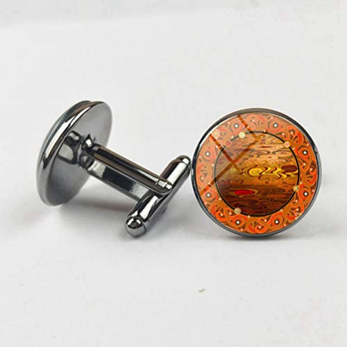 Manschettenknöpfe für Herren, Orange Galaxy Planet Glaskuppel Schwarz Verchromt Männlichen Manschette, Sparkly Geschenk Modisches Shirt Zubehör Für Buchhalter Boss Business Hochzeit Prom Offizie