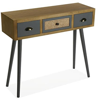 VERSA Pandora Consolle Ingresso, Tavolo Consolle, Tavolino Ingresso, Tavolo Salotto, con 3 cassetti, Misure (A x L x l) 79 x 30 x 90 cm, Legno, Colore Marrone