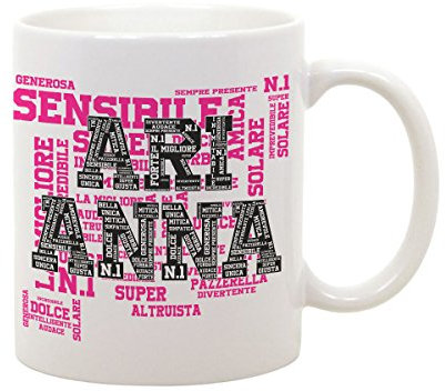 fashwork Tazza Personalizzata con Nome Arianna - Aggettivi Simpatici - Idea Regalo