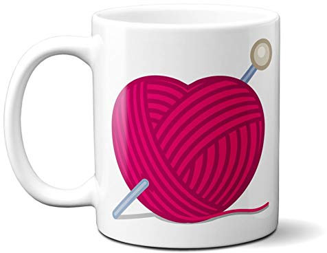 Cartoon Heart Shaped Wool Ball 11oz Ceramic Mug