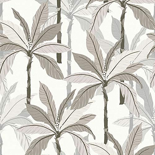 A.S. Création Vliestapete Geo Nordic Dschungeltapete Palmentapete 10,05 m x 0,53 m weiß grau beige 375305 37530-5
