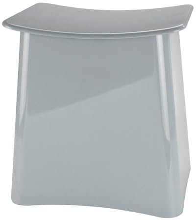 WENKO Badhocker Wing, 2 in 1, Sitzhocker und Wäschekorb, Hocker mit Deckel und herausnehmbarem Wäschesack, aus hochwertigem Kunststoff, Fassungsvermögen Wäschesammler 33 L, 45 x 48 x 33 cm, Grau
