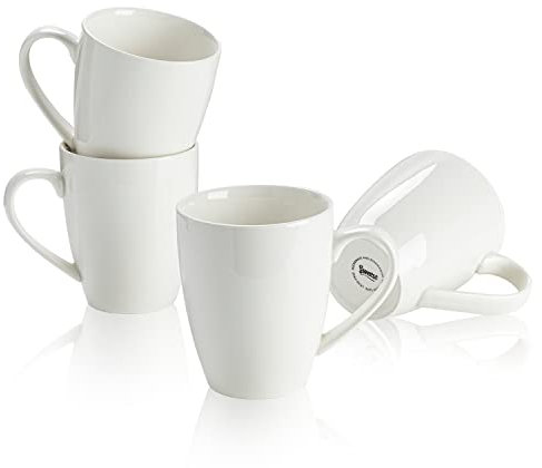 Sweese Porcelain Coffee Mugs - 16 Ounce (Top to the Rim) for Coffee, Latte, Tea, Cocoa, Set of 4, White