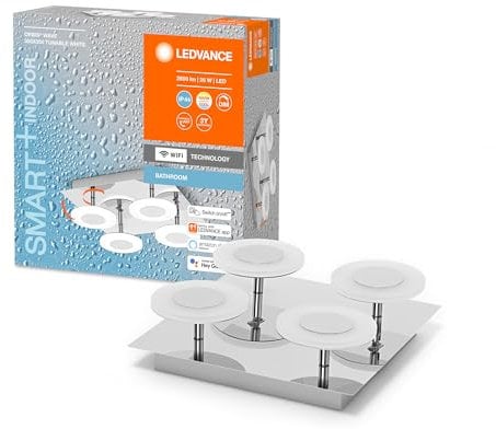 LEDVANCE Smart LED Badezimmerlampe chrome, 26W, 2800LM, 3000-6500K, 30cm, IP44, Orbis Wave Wandleuchte, Badezimmerleuchte mit Wifi Technologie, dimmbar, steuerbar über App und Sprachassistenten
