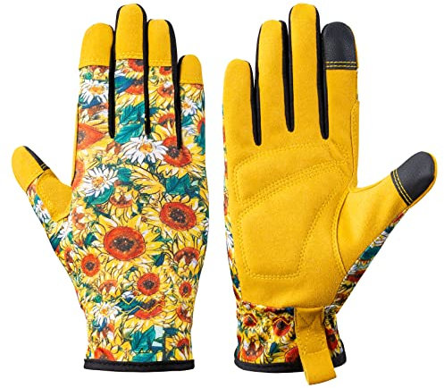 isilila Gartenhandschuhe für Damen Touchscreen Rosenhandschuhe Atmungsaktiv Leicht Sicherheits-Arbeitshandschuhe Verdickte Handflächen Garten und Hausarbeit Gartenarbeiten Beste Gartengeschenke