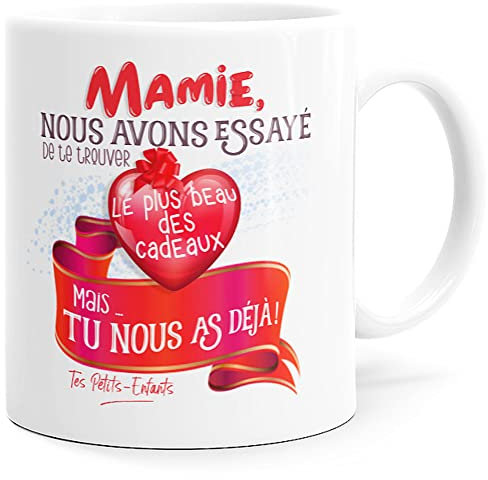 Luigi Collection Mug Mamie Cadeau Petits-Enfants Idée Cadeau Original Amour Imprimé en France pour Fête Grand-Mère, Future Mami, Maman Femme Grands-Parents pour Anniversaire Noël