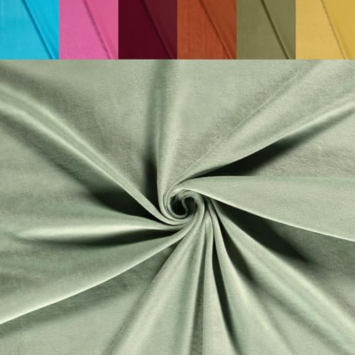 Nicki Stoff Meterware - Samtstoff stretchig - weicher Fleece - Nicky Velour - Nikistoff - Velourstoff - kuschelig weich *Ab 50cm, Farbe: 122 seegrün
