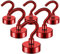 FINDMAG 6 Stück Magnethaken Stark, 10 kg+(22 lbs+) Magnethaken Extra Stark, Kühlschrankmagnet Haken zum Aufhängen, Neodym Magnet mit Haken, Rot Magnethaken für Kreuzfahrt, Decke, Bad, Küche, Garage
