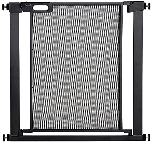 PawHut Pressure Fit Safety Gate for Doorways and Staircases, Dog Gate w/ Auto Closing Door, Pet Barrier for Hallways w/ Double Locking, Openings 75-82 cm - Black