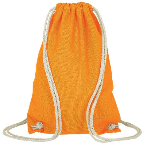 TEXXILLA Event-Bag - 11 Farben | mit robusten Zugbändern | 21x29cm | Jutebeutel | kleiner Turnbeutel | unbedruckt, Farbe:mandarin